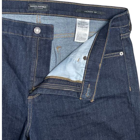 Banana Republic Plus Premium Denim Girlfriend Mid-Rise Dark Wash Jeans Size 33s - Picture 5 of 10